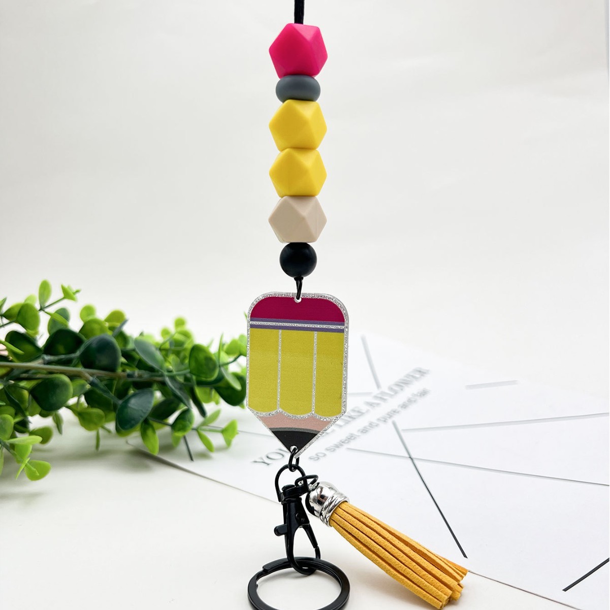 Teacher Lanyard Breakaway Silicone Heart Shape TEACH Beads Custom Lanyard Keychain Badge Holder Gift for Her Image 5