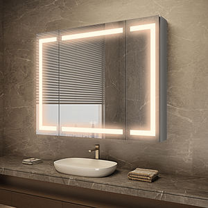 Espejo de Baño Moderno con Gabinete de Aluminio y Vidrio, Montado en la Pared, con Iluminación LED Inteligente, Capacidad de 50 lb, Espejo Incluido, Garantía de 3 Años, Impresión Láser - Product Image 3