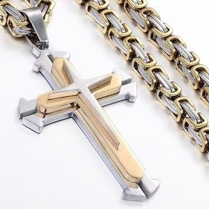 Collana Lele Jewelry con Ciondolo a Croce in Acciaio Inossidabile Stile Europeo e Americano, Catena a Tre Strati Tridimensionale Hip Hop per Uomo - Product Image 5