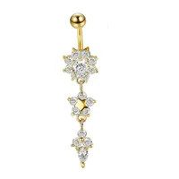 Bling cristal strass ventre anneau or et argent acier inoxydable nombril bijoux glamour mariage et fête Piercing pour les femmes
