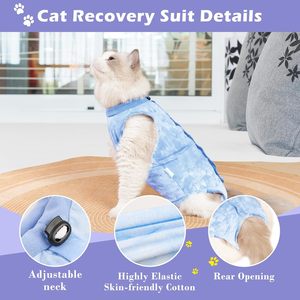 Katzenkleidung Batik-Haustierkleidung Anti-Leck-Knopfverschluss Komfortabler Katzen-Wundheilungsanzug - Product Image 5