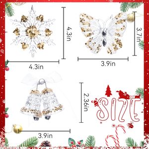 Noël 2025 noël wapiti flocon de neige cloches ailes d'ange acrylique arbre de noël pendentif personnalisé clair arbre de noël ornements - Product Image 2