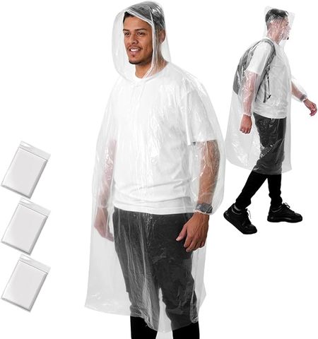 Large Size Waterproof Reusable Plastic PE Raincoat for Adults Customizable Logo Portable Emergency Hiking Tour Travel