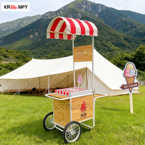 Chariot à glaces mobile et remorquable avec auvent et motif floral, pour la vente rapide de snacks, construction métallique résistante à la rouille - Product Image 5