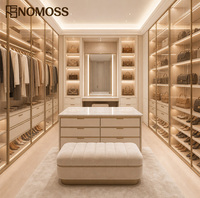 Armoire sur mesure de haute qualité pour villa, appartement, chambre à coucher avec étagère ouverte, éclairage LED et îlot de dressing