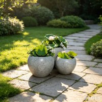 Pot Bunga Fiberglass Bulat Tahan UV, Tahan Air, Tahan Embun Beku, Dekorasi Luar Ruangan untuk Taman, Villa, Hotel