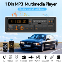 Grandnavi Reproductor MP3/MP4 Retro 1 Din con Amplificador, USB/SD/FM AM DAB EQ, Altavoz Integrado, Micrófono, Luces de Colores, Sonido de Alta Resolución, Rápido