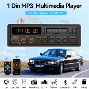 Grandnavi Reproductor <span class=keywords><strong>MP3</strong></span>/MP4 Retro 1 Din con Amplificador, USB/SD/FM AM DAB EQ, Altavoz Integrado, Micrófono, Luces de Colores, Sonido de Alta Resolución, Rápido - Product Image 2