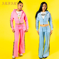 Vêtements Y2K pour femmes, vente en gros, personnalisables, sweat à capuche court avec imprimé léopard sur le côté, pantalon de jogging, ensembles de survêtements d'hiver pour femmes
