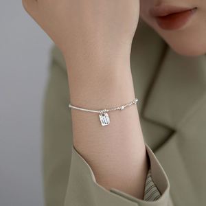 Dylam Stylish Hypoallergenic 925 Sterling Silver Irregular Broken Beaded Silver Pendant <b>Bangle</b> <b>Bracelet</b> for Women Gifts - Product Image 4