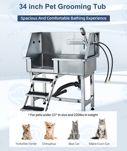 بات الحيوانات الأليفة تخصيص 34 بوصة الفولاذ المقاوم للصدأ الحيوانات الأليفة الاستمالة حوض استحمام الكلب الصغير مع الدرج - Product Image 2