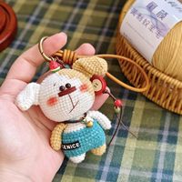 Porte-clés breloque de sac en peluche, jouet animal 3D personnalisable, chien mignon à grosse tête, fait main au crochet