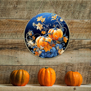 Decoración de pared de madera estilo rústico con calabaza, espantapájaros y hojas de arce para el festival de la cosecha de otoño, en stock. - Product Image 3