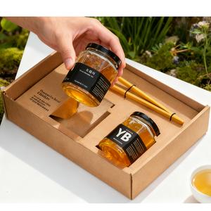 Botellas y frascos para <span class=keywords><strong>mermelada</strong></span> de 250 gramos, tarros de lujo para miel de 60 ml, tarros hexagonales de vidrio para miel con tapa negra - Product Image 5