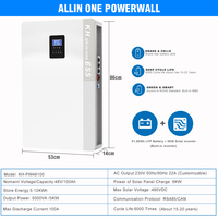 Batterie au lithium murale 5kW 10kW 48V tout-en-un 51.2V 100Ah 200Ah LiFePO4 avec onduleur solaire hybride 5kW pour système solaire