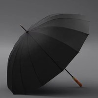 Parapluie Droit Haut de Gamme à Ouverture Automatique en Fibre de Verre, Coupe-Vent, Imperméable, en Pongee 190T, avec Manche en Bois 16K, Idéal pour Cadeau d'Affaires