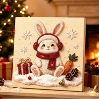 Kit de Broderie Diamant Perle 3D Chien de Noël Chiot, Décoration de Toile Festive avec Perles et Strass, Cadeau