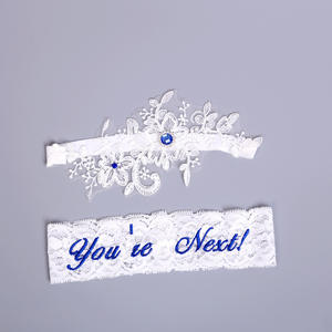 LG-25 strass bleu <span class=keywords><strong>jarretière</strong></span> de mariage pour <span class=keywords><strong>mariée</strong></span> dentelle blanche Floral vous êtes prochain jarretières - Product Image 3