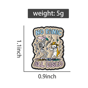 无恐慌全迪斯科猫胸针珐琅别针万圣节骷髅猫跳舞胸针翻领徽章饰品礼品批发 - Product Image 6