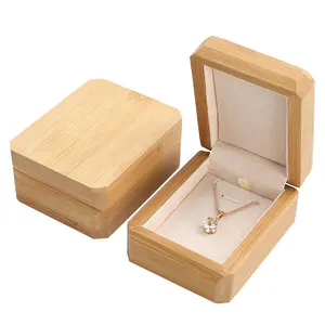 주문 고품질 호화스러운 단단한 대나무 보석 나무로 되는 반지 상자