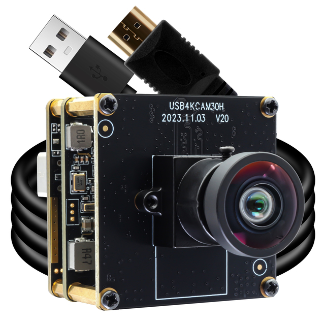 ELP 4K 60fps HD MI USB3.0 Camera H.264 MJPEG YUY2 Low Distortion Digital Zoom UHD Webcam Mini Lightburn 4K Camera for TV Screen