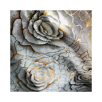 Tissu en maille tricotée chaîne, certifié OEKO-TEX, avec grand motif double rose doré estampé, doux, brillant et scintillant, pour filles