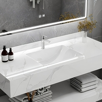 Ensemble de meubles de salle de bain en contreplaqué de luxe italien, double vasque, design gain de place, pour usage extérieur en villa, écologique et durable