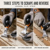 Racloir en acier au carbure ergonomique de qualité industrielle supérieure, 2-1/2 pouces, avec manche composite, pour l'élimination du vernis, de la glaçure sèche et des rayures