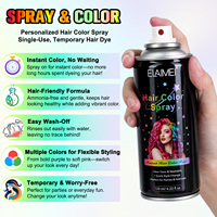 ELAIMEI 120ml Teinture capillaire temporaire naturelle multicolores, non toxique, lavable, imperméable, spray colorant pour racines de cheveux