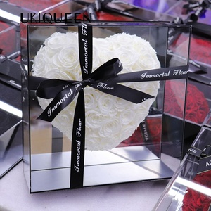 UKIQUEEN-Espejo acrílico con forma de corazón para regalo, caja de flores, preservativos para siempre, rosas eternas - Product Image 3