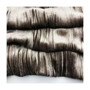 Professional supplier irregular pleated stretch fabric 300gsm 95% polyester 5%spandex shimmer shiny velvet fabric for dress