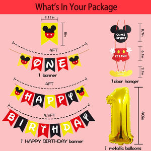 Decoraciones para Fiestas <span class=keywords><strong>de</strong></span> Cumpleaños y Baby Shower con Temática <span class=keywords><strong>de</strong></span> Dibujos Animados en Rojo y Negro, Set <span class=keywords><strong>de</strong></span> Globos y Pancarta con Figura <span class=keywords><strong>de</strong></span> Ratón para Niñas y Niños - Product Image 2