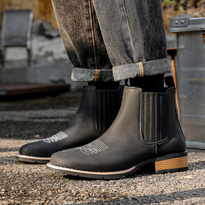<span class=keywords><strong>Bottes</strong></span> de cowboy unisexes confortables à enfiler avec fermeture éclair, talon épais, bout pointu, <span class=keywords><strong>bottes</strong></span> de cowboy western pour hommes, <span class=keywords><strong>bottes</strong></span> de soirée à la cheville - Product Image 3