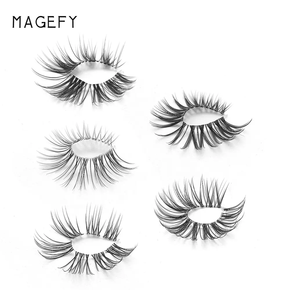 MAGEFY Bán Buôn 5 Cặp Phong Cách Khác Nhau Trọng Lượng Nhẹ Faux Mink Lông Mi Trong Suốt Với Gói