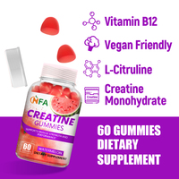 Créatine monohydrate de qualité supérieure, complément de vitamine B12, gommes à la créatine, 60 gommes, améliore la récupération musculaire