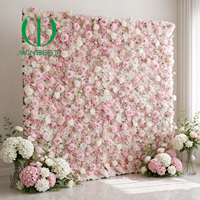 Panel latar belakang bunga dinding kain buatan 3D 5D mawar hydrangea grosir untuk dekorasi pesta pernikahan, photo booth, dan taman