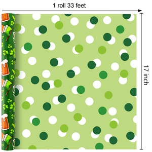 Original design green St. Patrick's Day double-sided aluminum-coated wrapping <b>paper</b> with beer <b>patterns</b> - Product Image 6