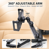 Support de tablette rotatif à 360 degrés pour appuie-tête, support de tablette télescopique réglable pour siège arrière, idéal pour SUV familial, flotte, OEM, vente en gros