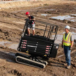 <b>2</b> <b>Man</b> Load Capacity Mobile <b>Scissor</b> Lifting Working Platform Electric Hydraulic <b>Scissor</b> <b>Lift</b> on Rubber Crawler - Product Image 2