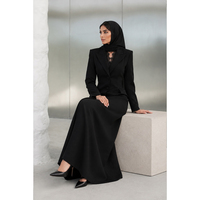 Blazer Abaya de Haute Qualité, Manteau Long Structuré Modeste en Crêpe Noir, Fabricant OEM de Haute Qualité, Petites Quantités