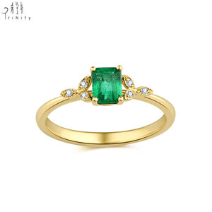 New Products Wholesale Manufacturer Export Natural Emerald Ring Fine Jewelry 18K Solid Yellow Gold Real Natural Diamonds Ring - Product Image 4