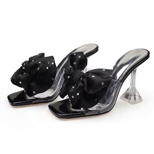 Zapatos de Tacón Alto de PVC con Charol Negro de Alta Calidad para Mujer, Sandalias con Tacón Cuadrado Grueso - Product Image 1
