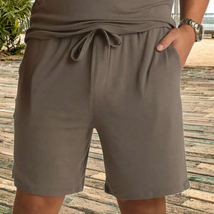 Pantalones Cortos Deportivos Personalizables para Hombre, 100% Algodón, Estilo Urbano, Hasta la Rodilla, Bermudas con Cordón, Diseño Sólido, Tela de Estambre - Product Image 2