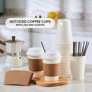 8oz 12oz 16oz 20oz Custom Printed Single Wall Craft Paper Eco-Friendly Biodegradable <b>Disposable</b> Take Away Coffee <b>Cups</b> with Lids - Product Image 4