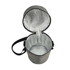 Sac à lunch isotherme rond portable, sac isotherme en aluminium épais pour la conservation au froid, travail ou voyage - Product Image 2