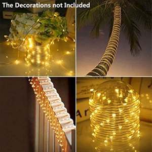 Guirnalda de Luces Navideñas LED Amarillas Solares de 8 Funciones con Clasificación IP65, Luces Decorativas de PVC para Exteriores con Control Remoto - Product Image 5