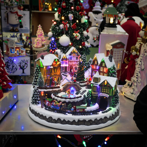 Shiny LED Animated <strong>Christmas</strong> <strong>Village</strong> with Kids Skating and Train Moving Seasonal Decor and Gifts - Product Image 3