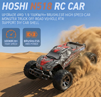 Voiture RC HOSHI N518 1/8, 100 km/h, haute vitesse, brushless, RTR, 4 roues motrices, version 2 batteries, monster truck tout-terrain, expert en télécommande