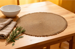 จัดส่งฟรีแผ่นรองจานกลมผ้าทอขายส่งแผ่นรองจานกลมสำหรับเสิร์ฟอาหารร้านอาหารสมัยใหม่ - Product Image 3