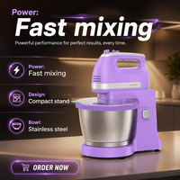 Nouvelle batteuse planétaire électrique classique avec 5 vitesses, 300W, bol mélangeur en acier inoxydable de 3,5L pour la cuisine et l'usage domestique